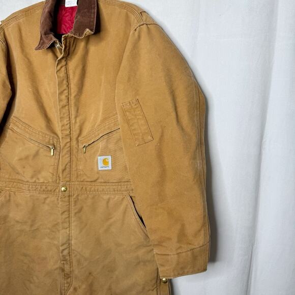 CARHARTT / vintage tan duck canvas fully quilt lined workwear coveralls / 48R - Picture 4 of 16